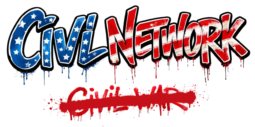 Logo with 'Civil Network' text in a stylized American flag design on a white background